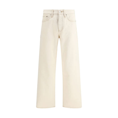 Beige Cotton Relaxed Fit Jeans