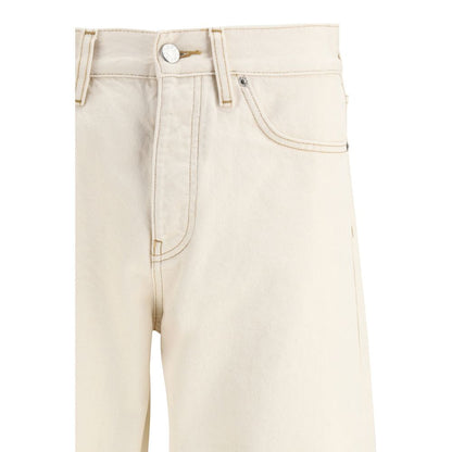 Beige Cotton Relaxed Fit Jeans
