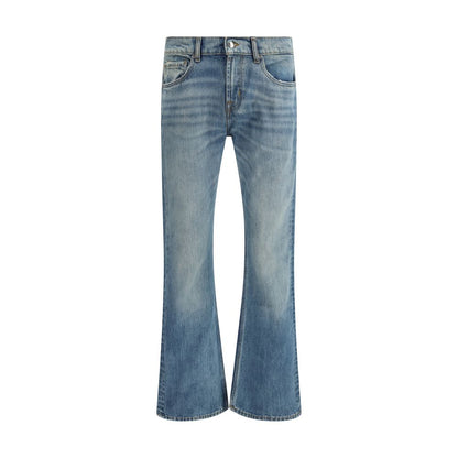 Blue Cotton Bootcut Jeans