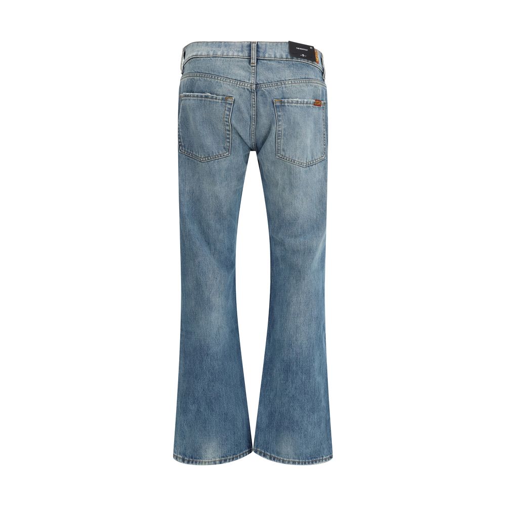 Blue Cotton Bootcut Jeans
