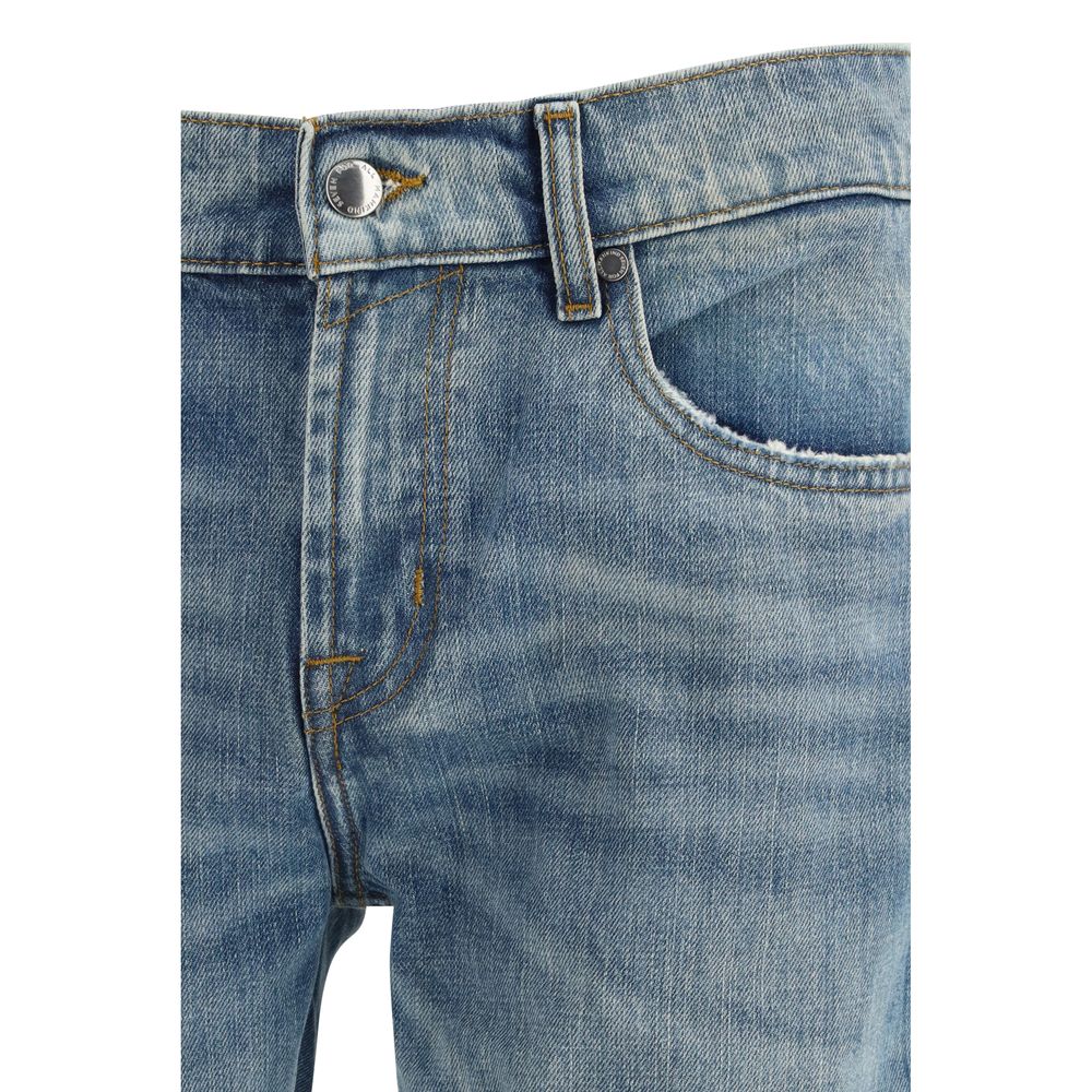 Blue Cotton Bootcut Jeans