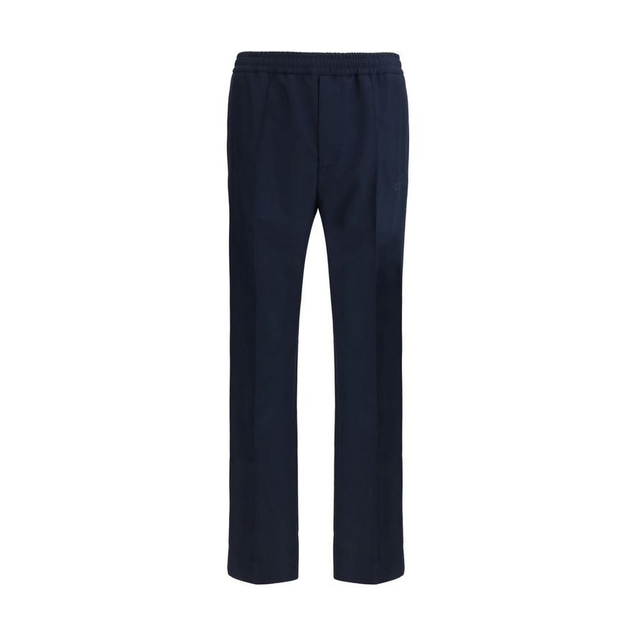 Blue Polyester Casual Pants