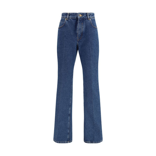 Blue Cotton Straight-Leg Jeans