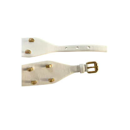 White Genuine Leather Women Belt