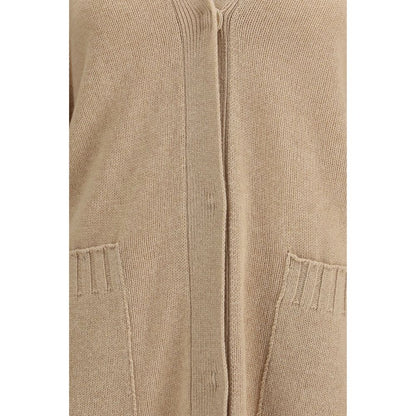 Beige Fleece Wool Cardigan