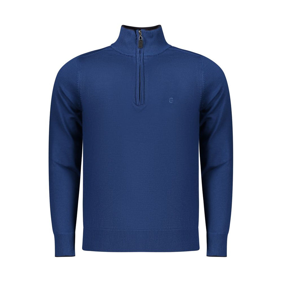 Blue Viscose Men Sweater