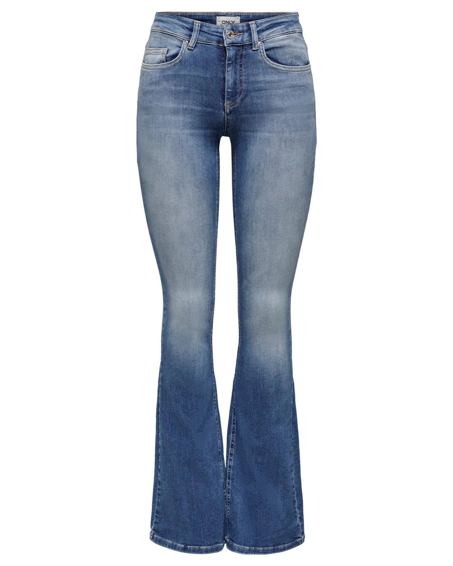 Blue Cotton Flared Jeans