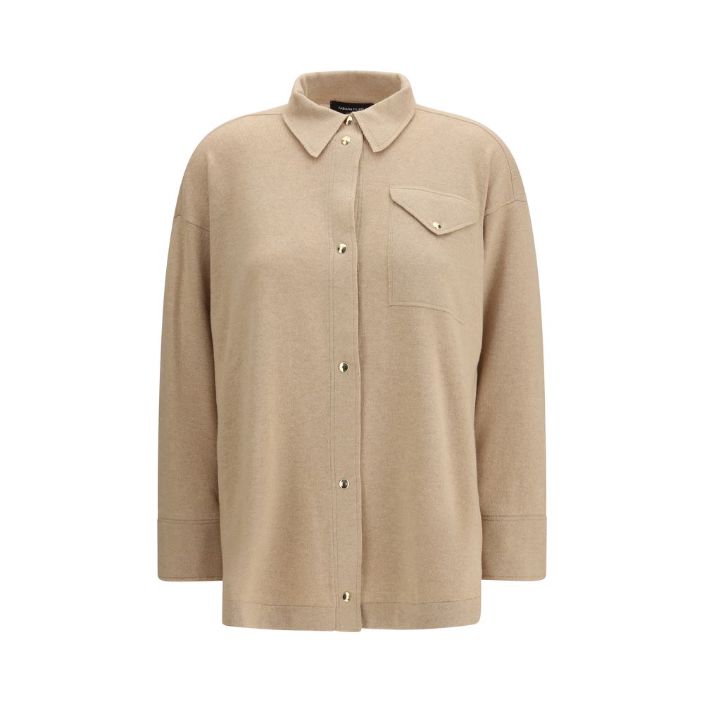 Beige Fleece Wool Dress Shirt
