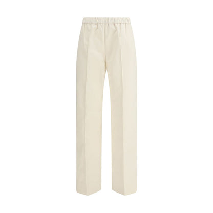 Beige Cotton Casual Pants