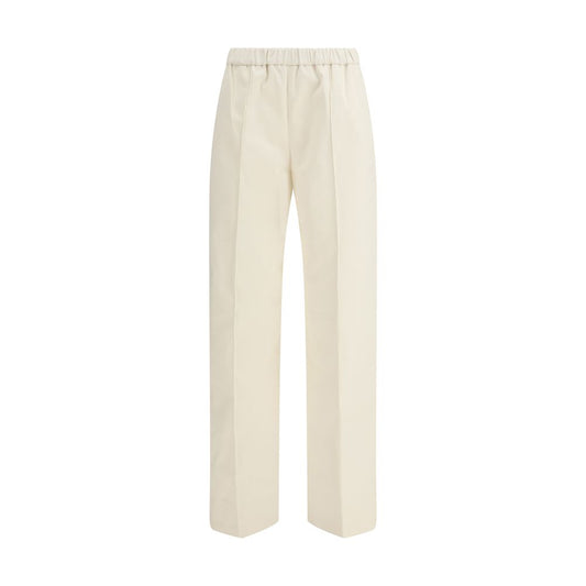 Beige Cotton Casual Pants
