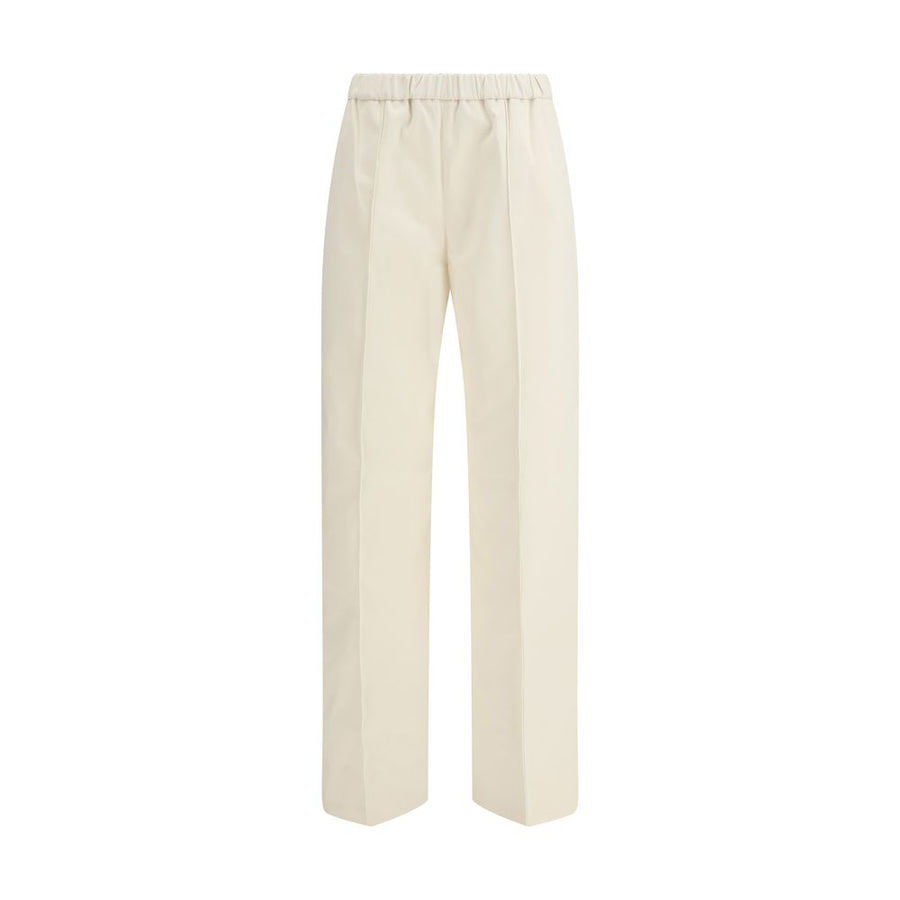 Beige Cotton Casual Pants