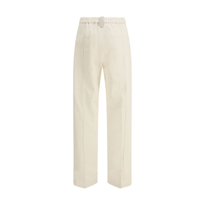 Beige Cotton Casual Pants