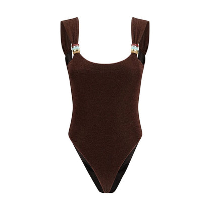 Brown Polyamide One-Piece Swimsuit