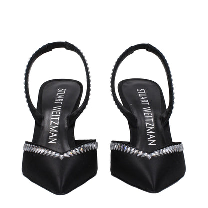 Black Satin Stiletto Heel Sandals