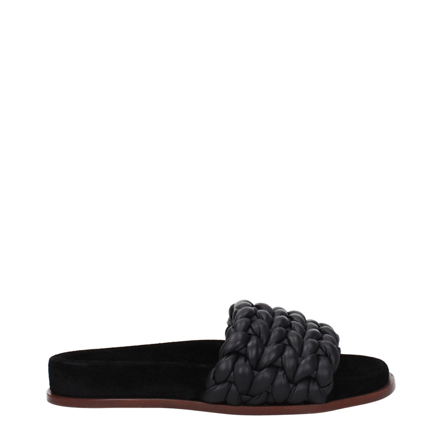 Black Leather Slippers