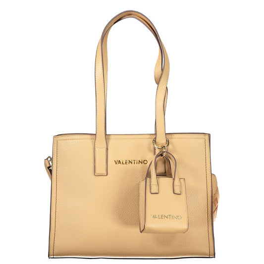 Beige Polyurethane Women's Bag with Shoulder Handles