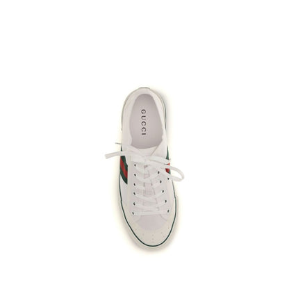 White Cotton Low Top Sneakers