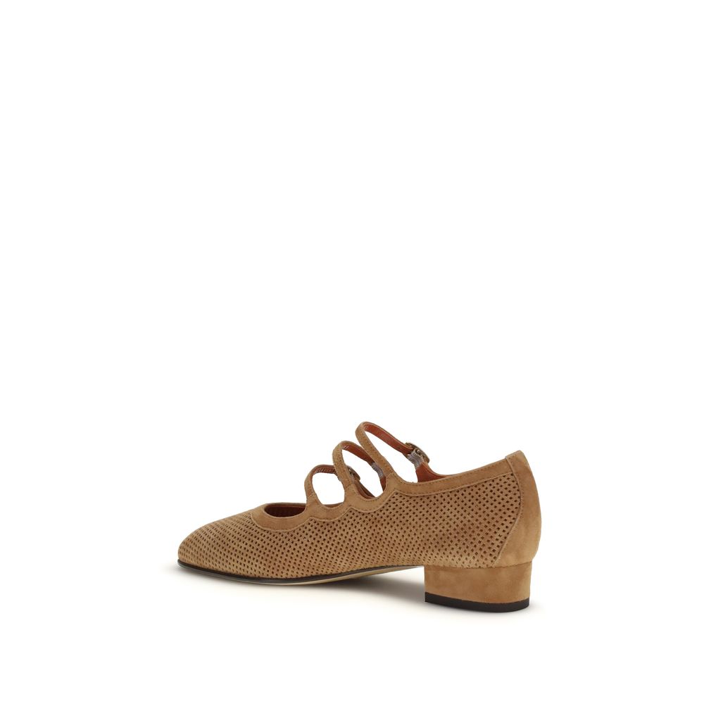 Beige Calf Leather Bos Taurus Ballet Flats