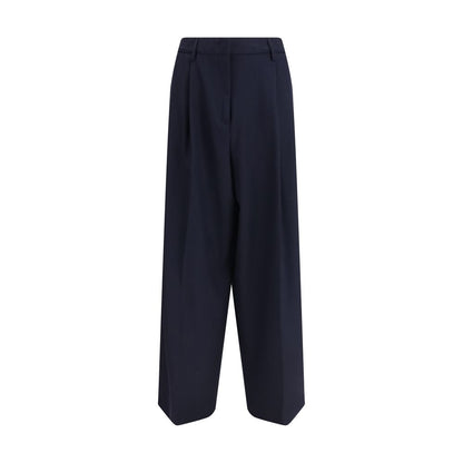 Blue Polyester Casual Pants