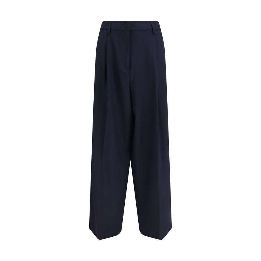 Blue Polyester Casual Pants