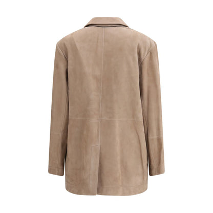 Beige Calf Leather Bos Taurus Coat