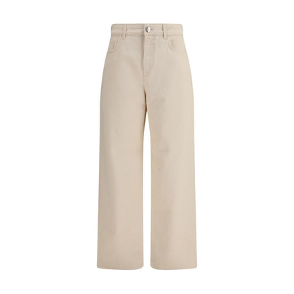 Beige Cotton Casual Pants