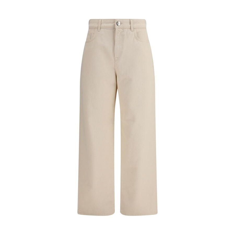 Beige Cotton Casual Pants