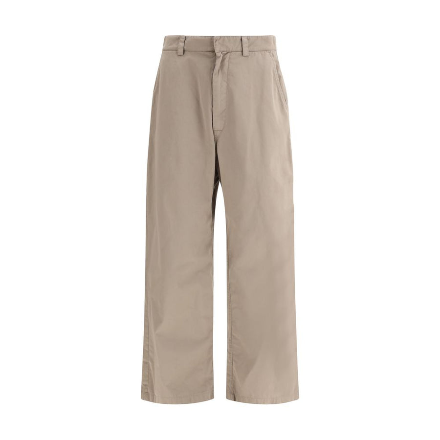 Beige Cotton Casual Pants