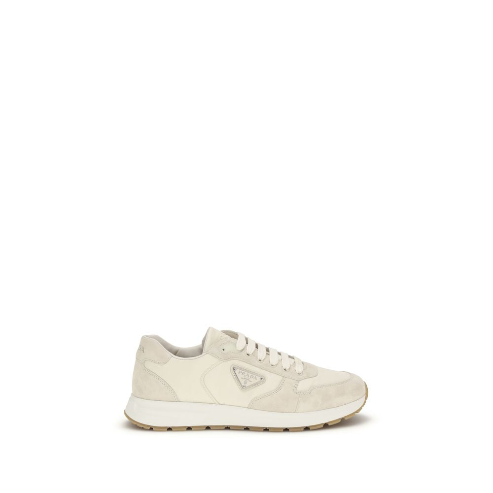 Beige Nylon Low Top Sneakers