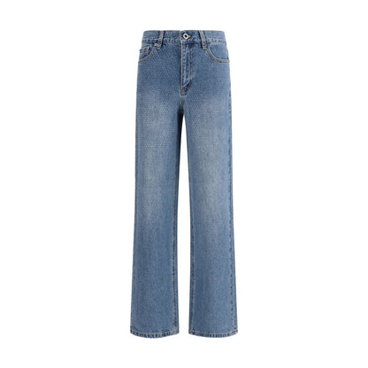 Blue Cotton Straight-Leg Jeans
