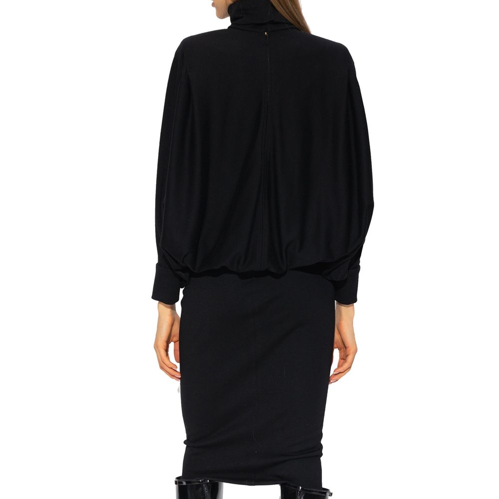 Black Wool Casual Dress