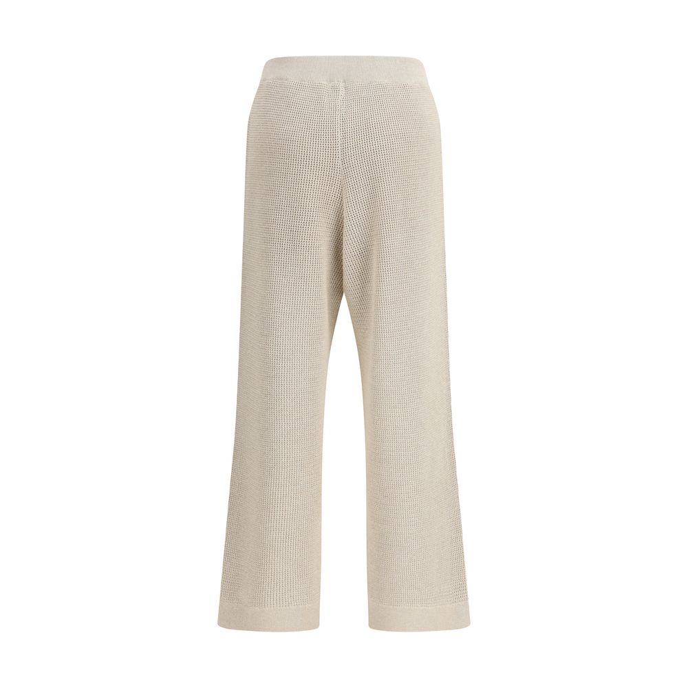 Beige Cotton Casual Pants
