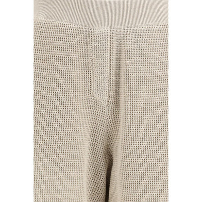 Beige Cotton Casual Pants