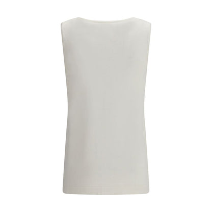 White Linen Sleeveles T-Shirt