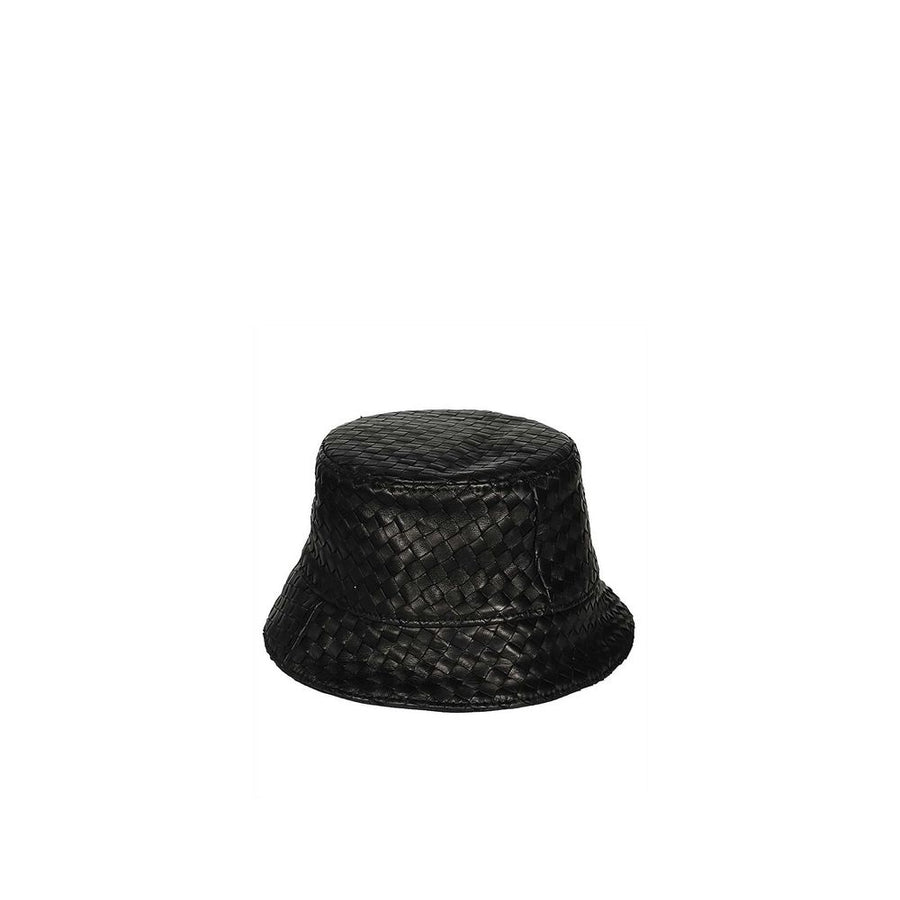 Black Lamb Leather Bucket Hat