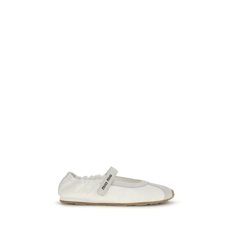 White Fabric Ballet Flats
