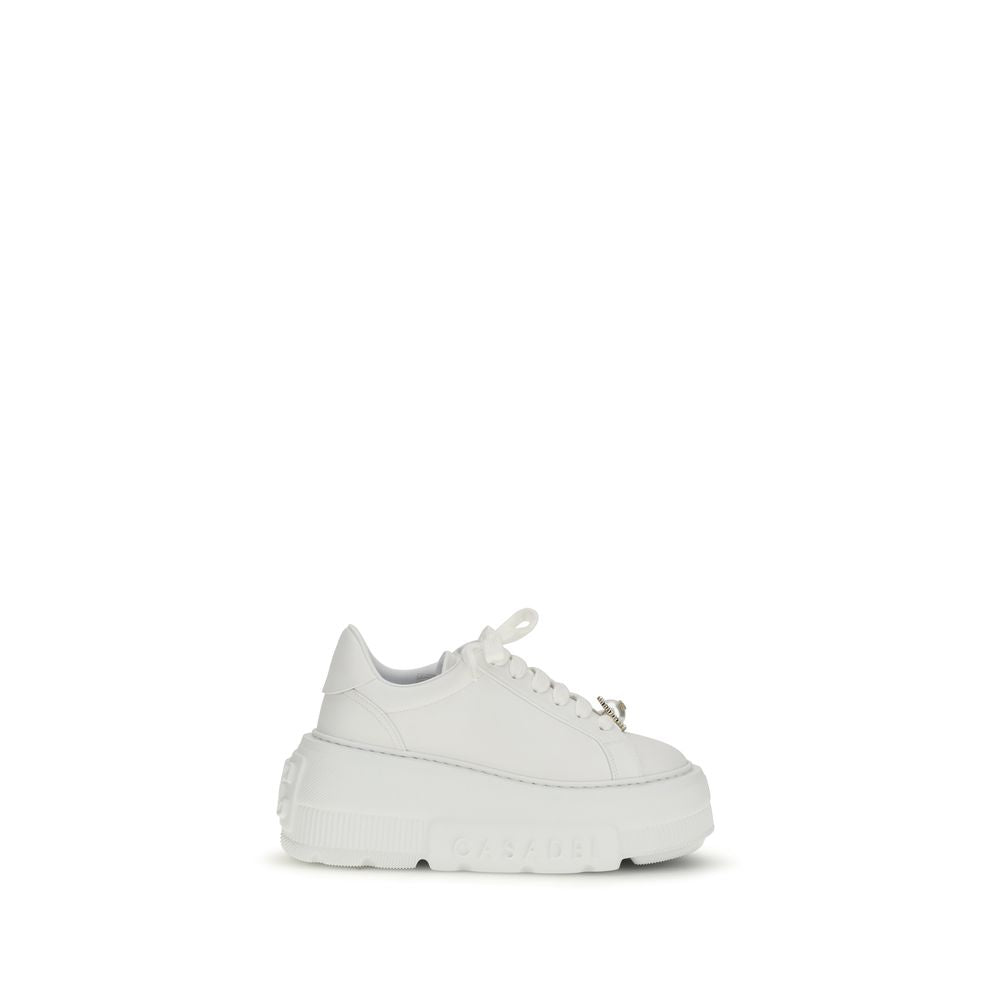 White Rubber Platform Sneakers