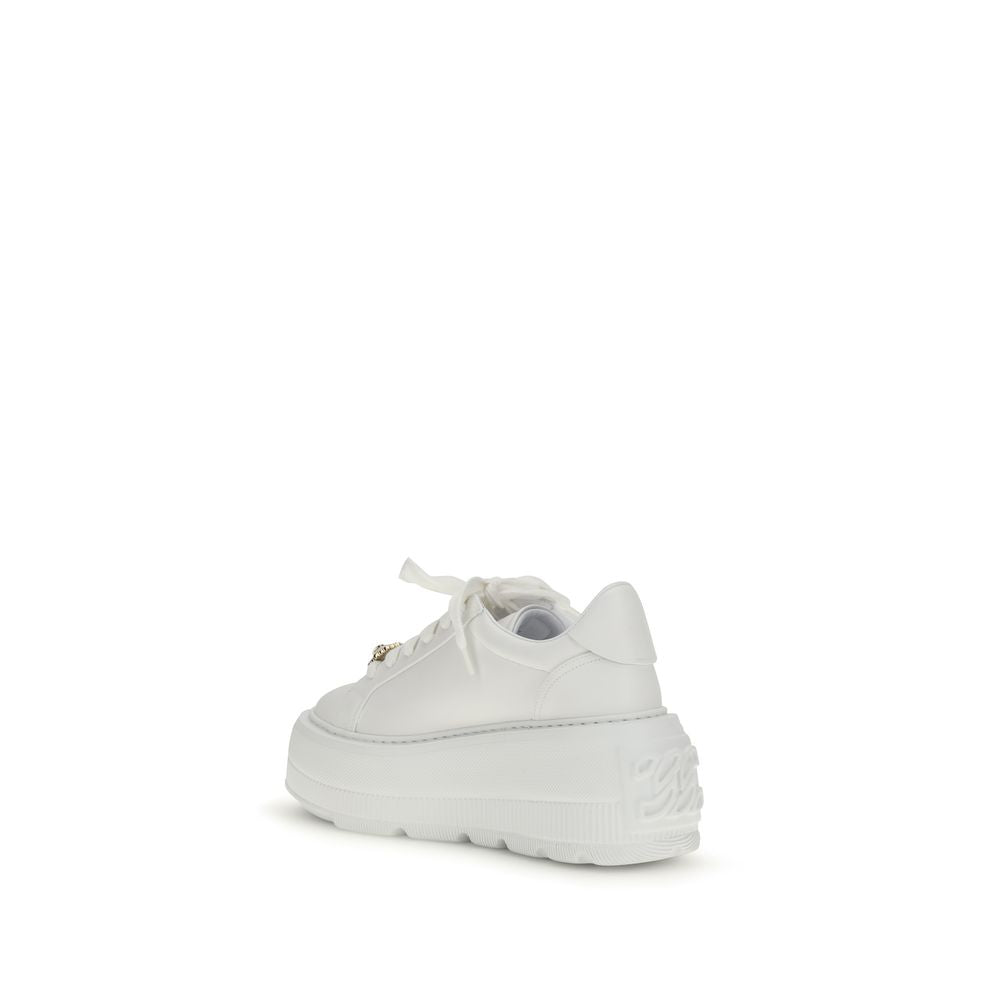 White Rubber Platform Sneakers