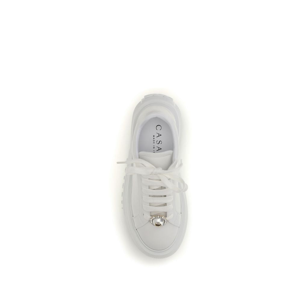 White Rubber Platform Sneakers