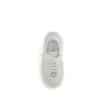 White Rubber Platform Sneakers