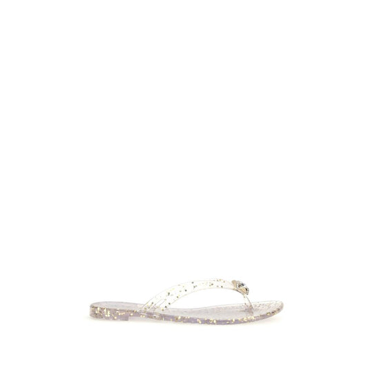 Gold Polyurethane Flat Sandals