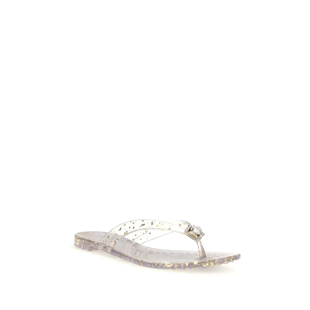 Gold Polyurethane Flat Sandals