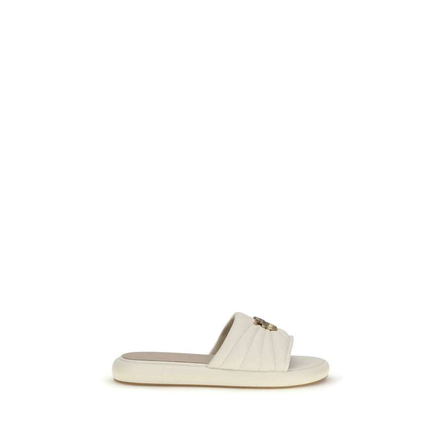 Beige Calf Leather Bos Taurus Flat Sandals