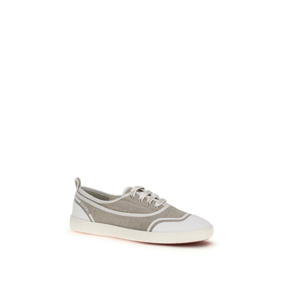 Beige Cotton Low Top Sneakers