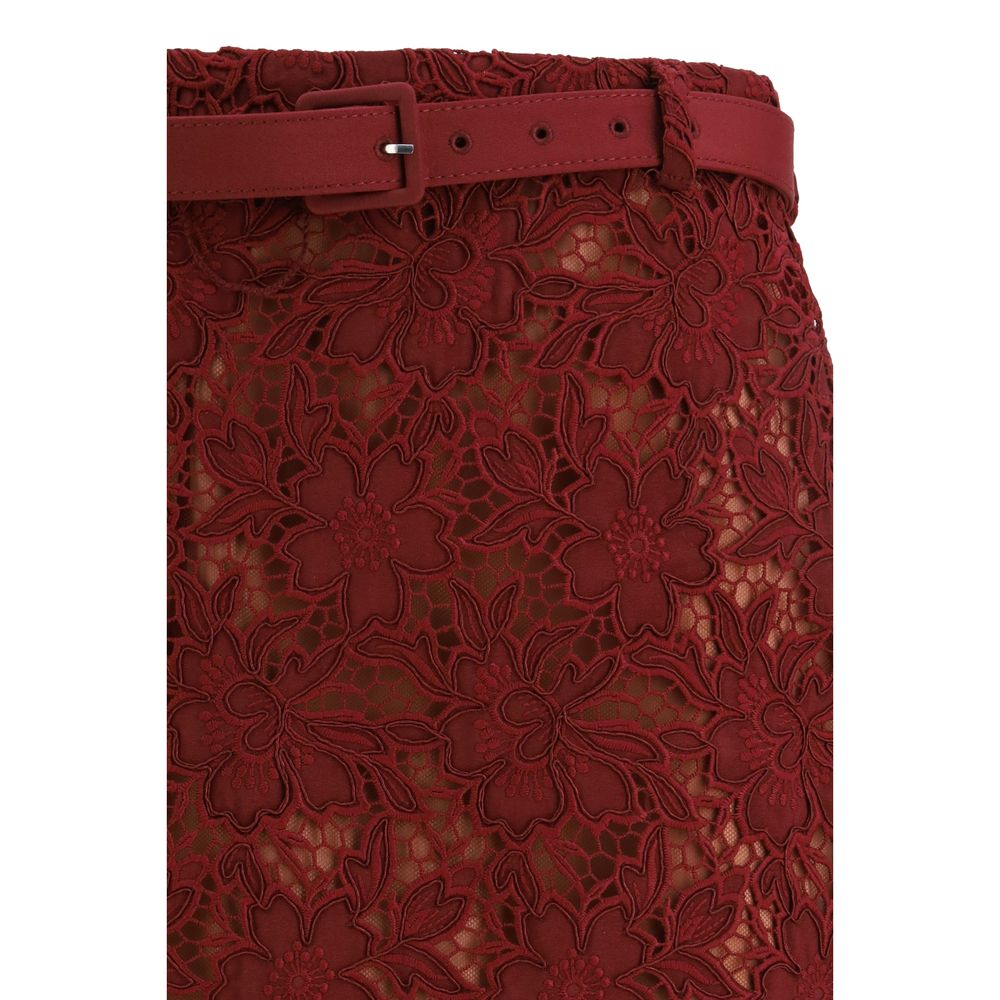 Bordeaux Polyester Midi Skirt