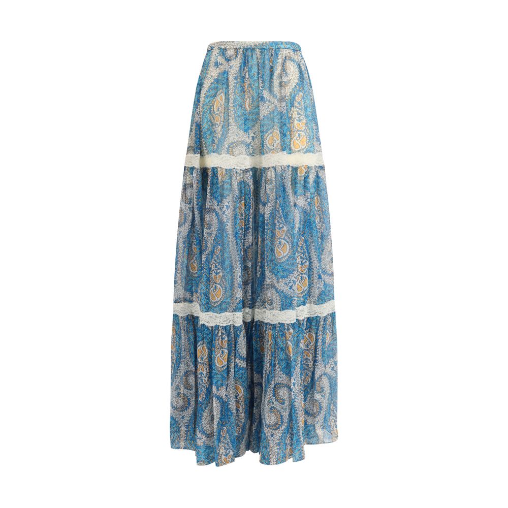 Multicolor Silk Long Skirt