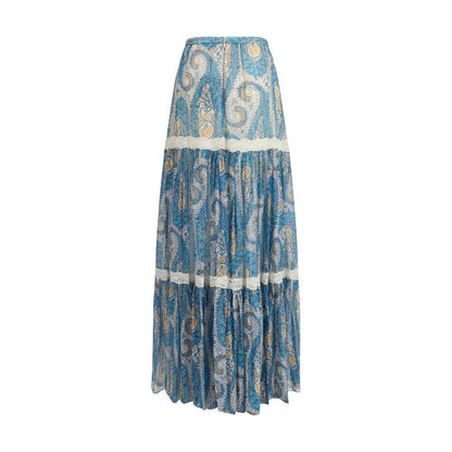 Multicolor Silk Long Skirt