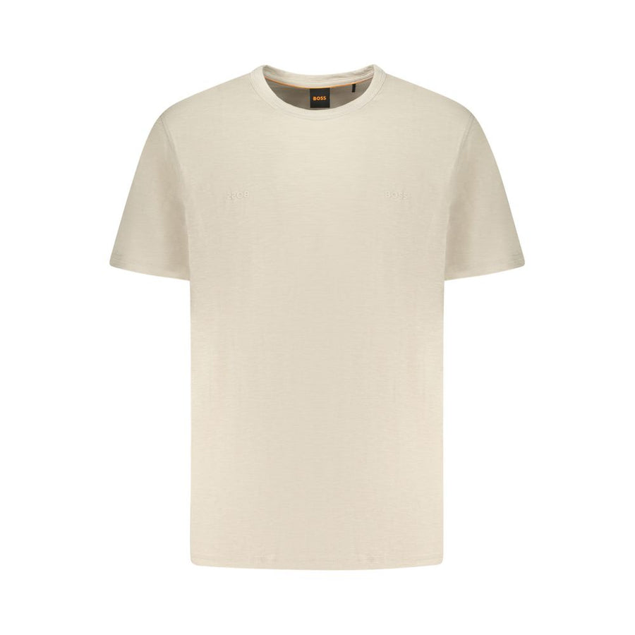 Beige Cotton Men T-Shirt