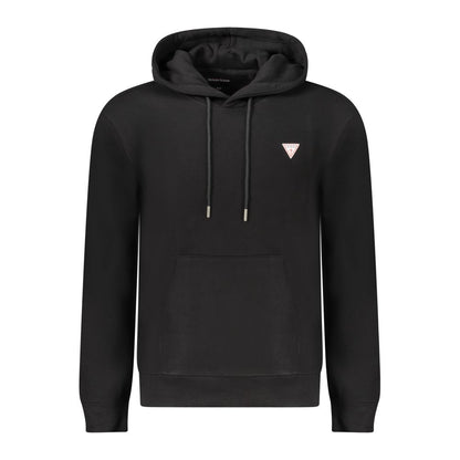 Black Cotton Men Sweatshirt Slim Fit Hooded