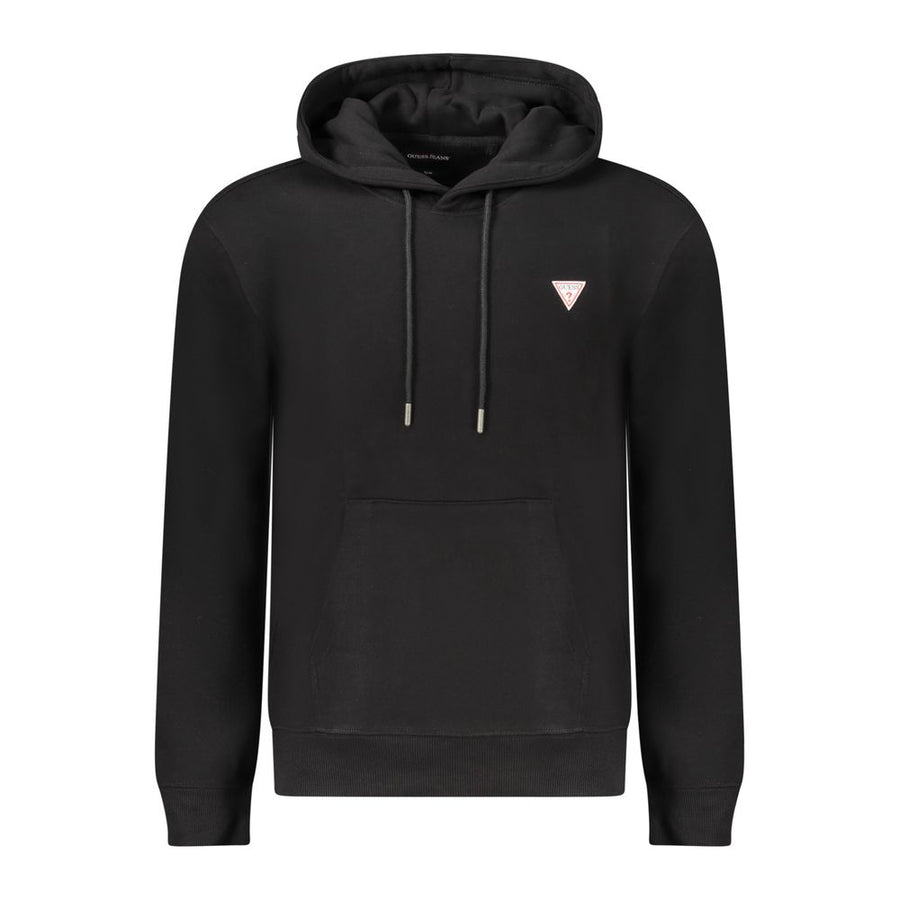 Black Cotton Men Sweatshirt Slim Fit Hooded